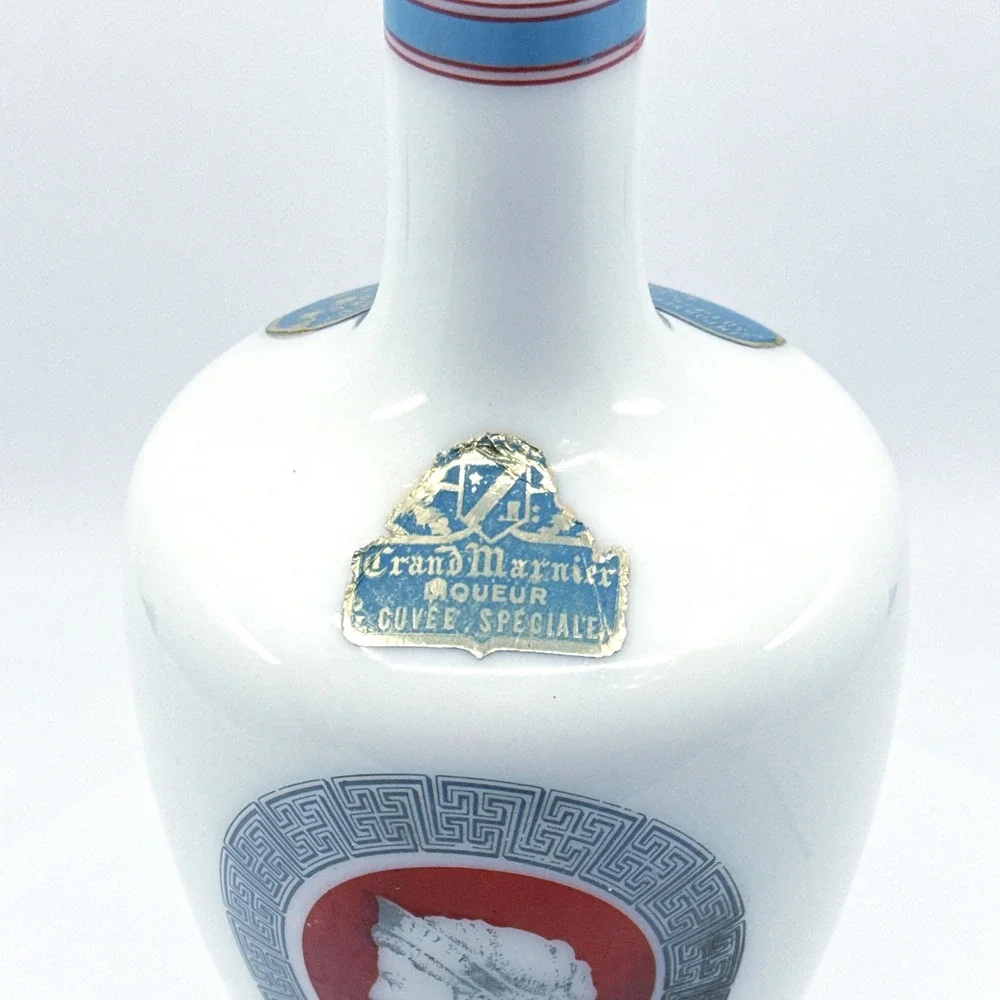 Vintage Grand Marnier Milk Glass Decanter Cuvee Speciale Greco Roman W/ Stopper